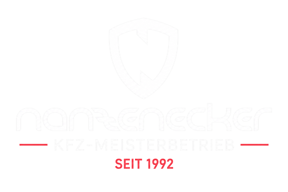 Logo von Nantzenecker KFZ-Meisterbetrieb seit 1992 mit weißem Wappenschild auf schwarzem Hintergrund.