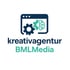Bild zeigt das Logo der Firma "kreativagenturBMLmedia", symbolisch zu sehen eine Schraube und eine Gehirnhälfte über dem Schriftzug.