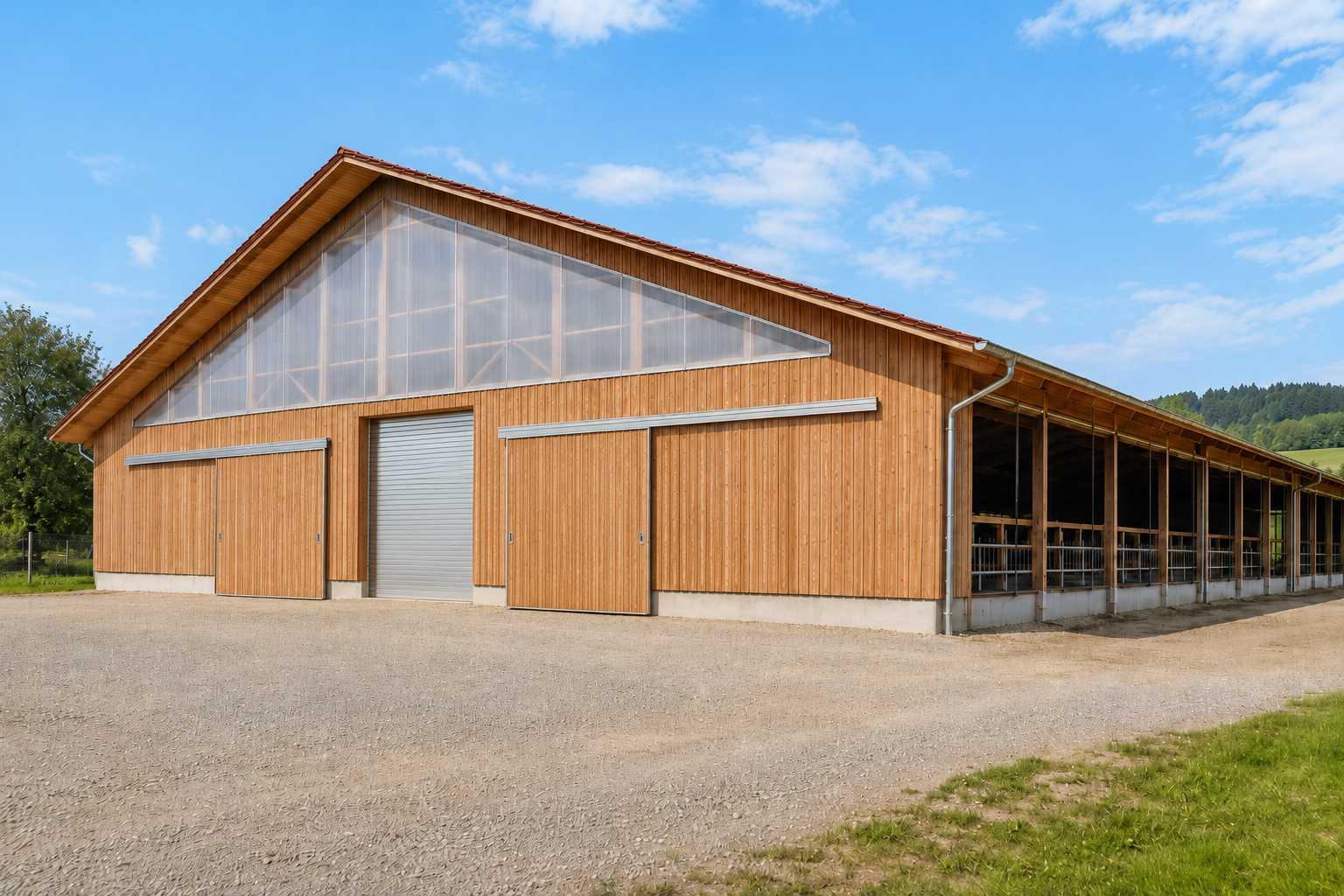 Landwirtschaftliche Halle in Holzkonstruktion – Zimmerei Neidlein, Schnelldorf
