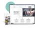 Laptop und Smartphone zeigen Webseiten mit Text, Bildern und Navigationsmenüs.