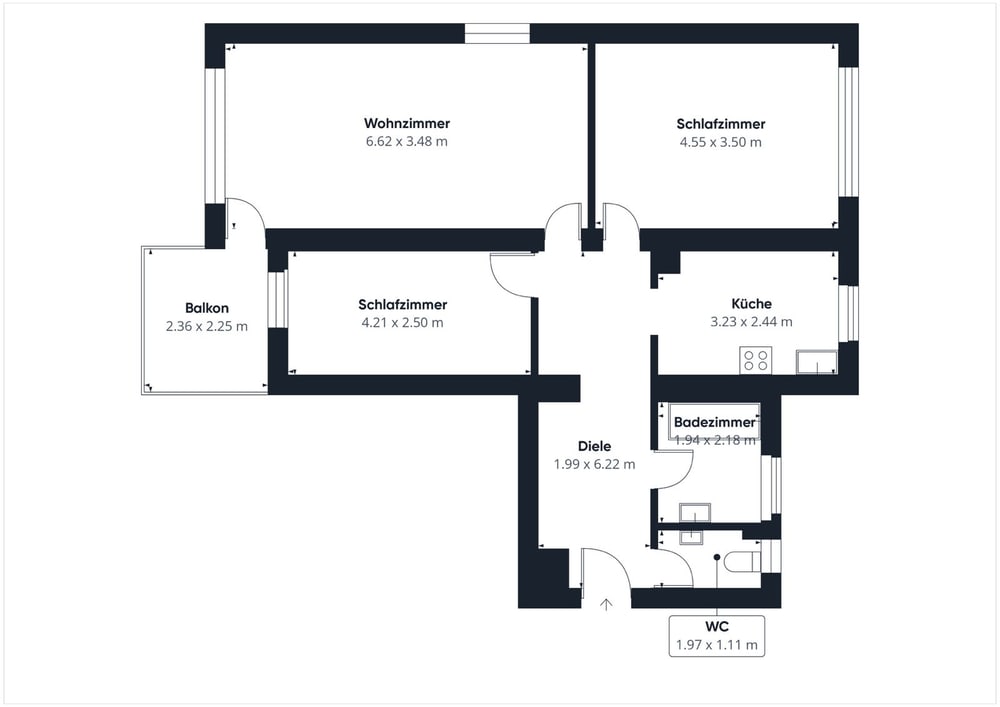 Beispielgrundriss K&A Quartier – Variante 1