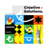Kreative Lösungen. Eine Collage mit den Wörtern „connect. evolve. optimize.“ und Personen, die Technologie nutzen.