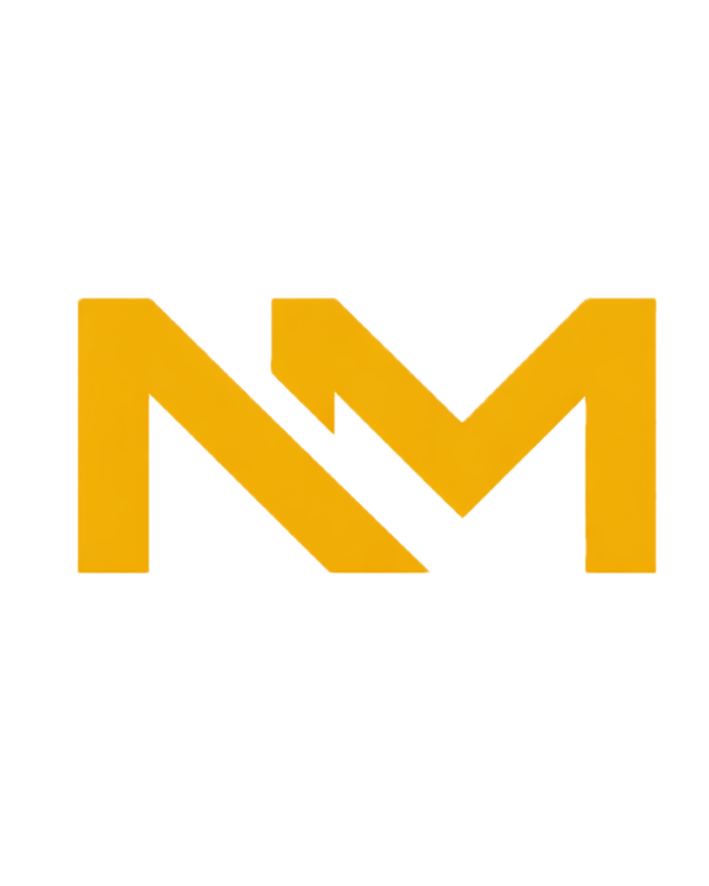 Gelbes "NM"-Logo auf dunkelgrünem Hintergrund.