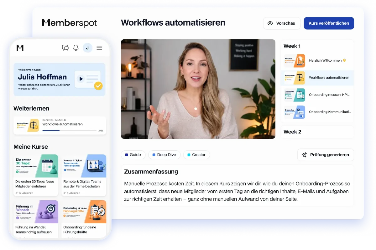 Lernbereich von Memberspot aus Sicht eines Mitarbeiters