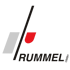 Rummel GmbH Logo mit stilisiertem R und rotem Akzent auf grünem Hintergrund.