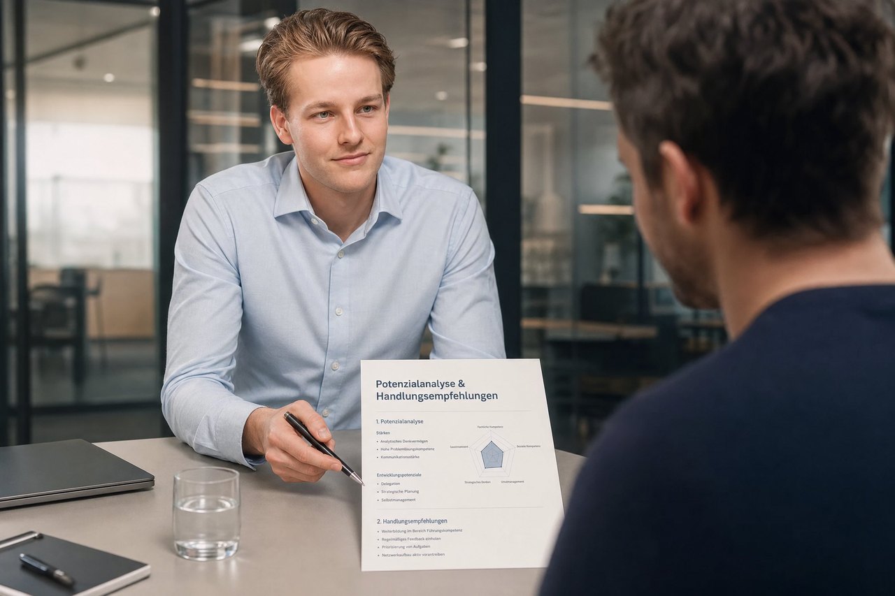 Beratungsgespräch mit Unterlagen am Tisch