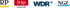 Logos von RP1, Top Magazin und WDR auf weißem Hintergrund.