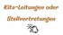 Text: "Kita-Leitungen oder Stellvertretungen" über einem klickenden Cursor-Symbol.