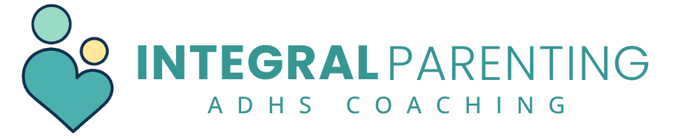 Logo: Herz mit zwei Kreisen, daneben der Text „INTEGRAL PARENTING ADHS COACHING“.