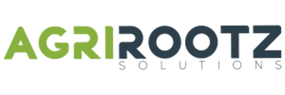 Logo von AgriRootz Solutions, wobei "AGRI" hellgrün und "ROOTZ SOLUTIONS" dunkelgrau ist.