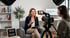 Videoproduktion für Coaches: Eine Trainerin nimmt ein Experten-Reel mit professionellem Kamerasystem auf.