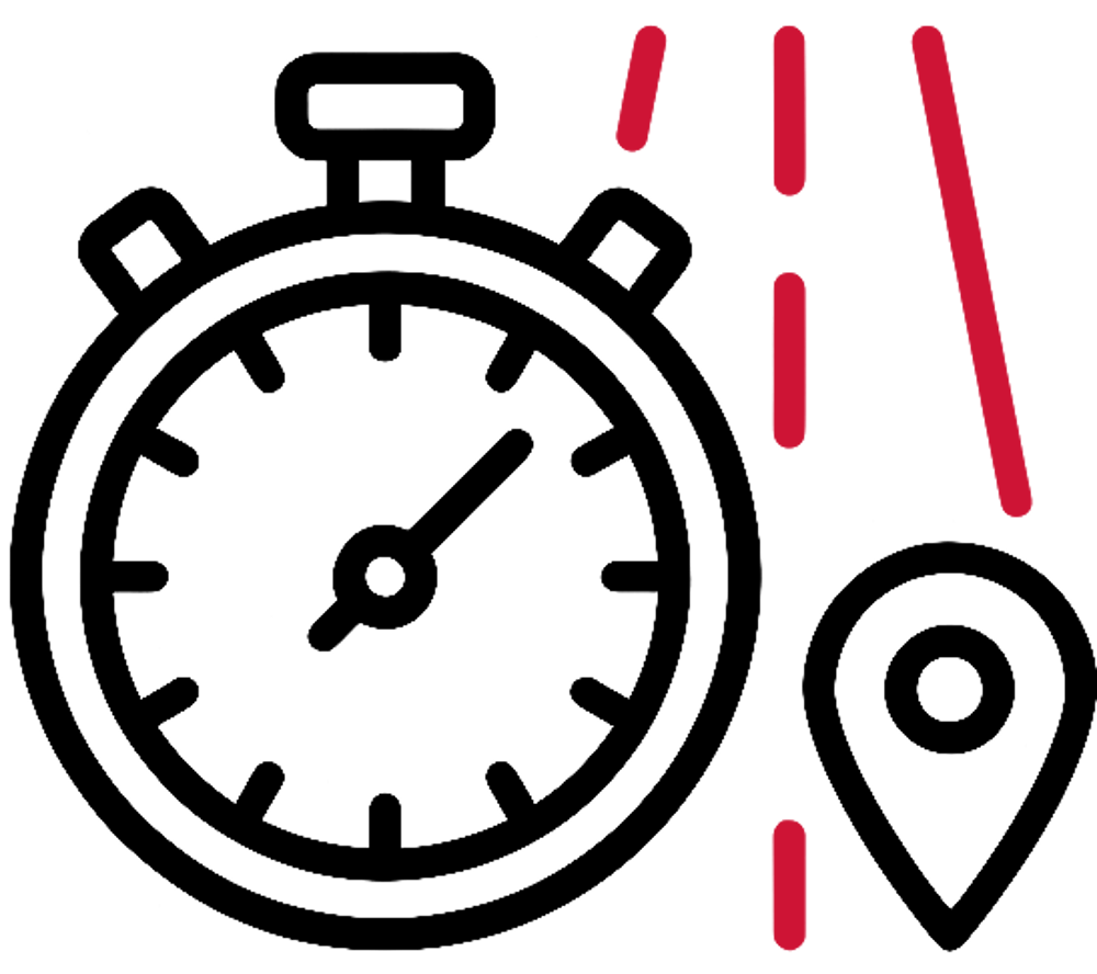 Rote gestrichelte und durchgehende Linien auf schwarzem Hintergrund symbolisieren eine stilisierte Straße in der Nacht.