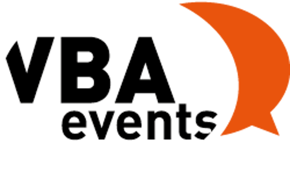 Sprechblase mit dem Text "VBA events" in Schwarz, links weiß und rechts orange.