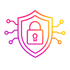 Gradient shield with a padlock and circuit board lines, symbolizing cybersecurity.