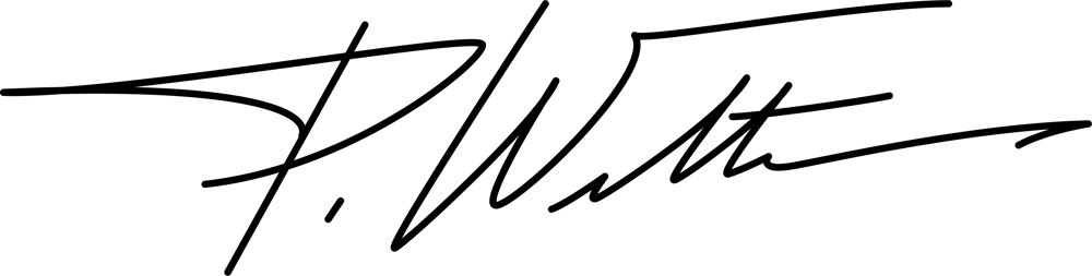 Unleserliche schwarze Unterschrift auf dunkelgrünem Hintergrund.