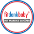 fitdankbaby mit Mareike Schäfer Logo in Rot, Weiß und Blau.