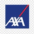 Blaues AXA-Logo mit einem roten diagonalen Strich.