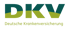 DKV Logo mit Text "DKV Deutsche Krankenversicherung" in Grün- und Gelbtönen.