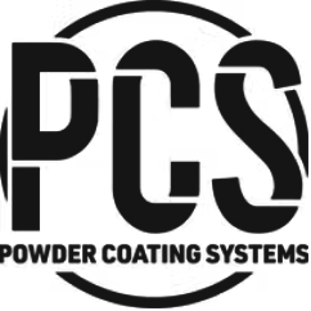 Schwarzes PCS-Logo, umgeben von einem Kreis, mit dem Text "POWDER COATING SYSTEMS" darunter.