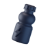 Dunkelgraue, geriffelte Sportflasche mit schwarzem Deckel und einem dreidimensionalen Blitzsymbol.