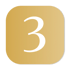 Weiße Zahl Drei auf einem goldfarbenen, quadratischen Hintergrund mit abgerundeten Ecken.