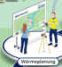 Zwei Personen betrachten eine Infotafel zum Wärmenetz der Stadtwerke Germersheim im Rahmen der Wärmeplanung.