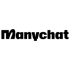 Das Manychat-Logo zeigt das Wort "Manychat" in schwarzer, serifenloser Schrift.