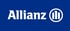 Allianz-Logo mit weißem Schriftzug "Allianz" und weißem Emblem auf blauem Hintergrund.