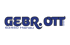 GEBR. OTT 63450 Hanau Logo in Dunkelblau auf schwarzem Hintergrund.