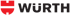 Würth-Logo mit rotem, stilisiertem "W" und schwarzem Text "WÜRTH" auf dunkelgrünem Hintergrund.