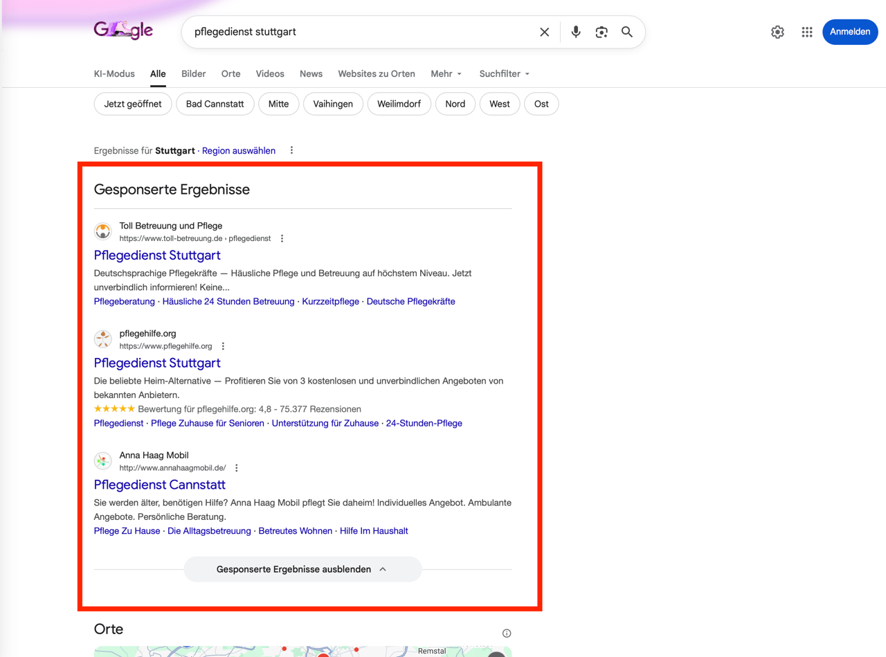 Google-Suchergebnisse für Pflegedienst Stuttgart