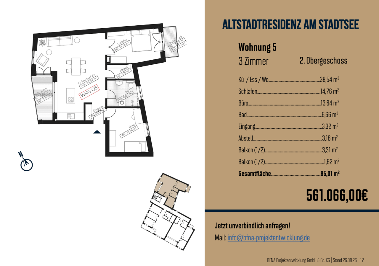 Grundriss Wohnung 5, Altstadtresidenz am Stadtsee, Bad Waldsee