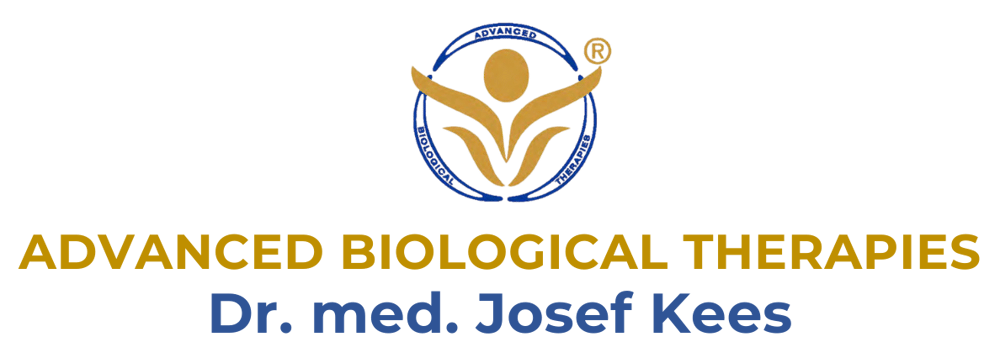 Logo für "Advanced Biological Therapies Dr. med. Josef Kees" mit goldener Figur und blauem Kreis.