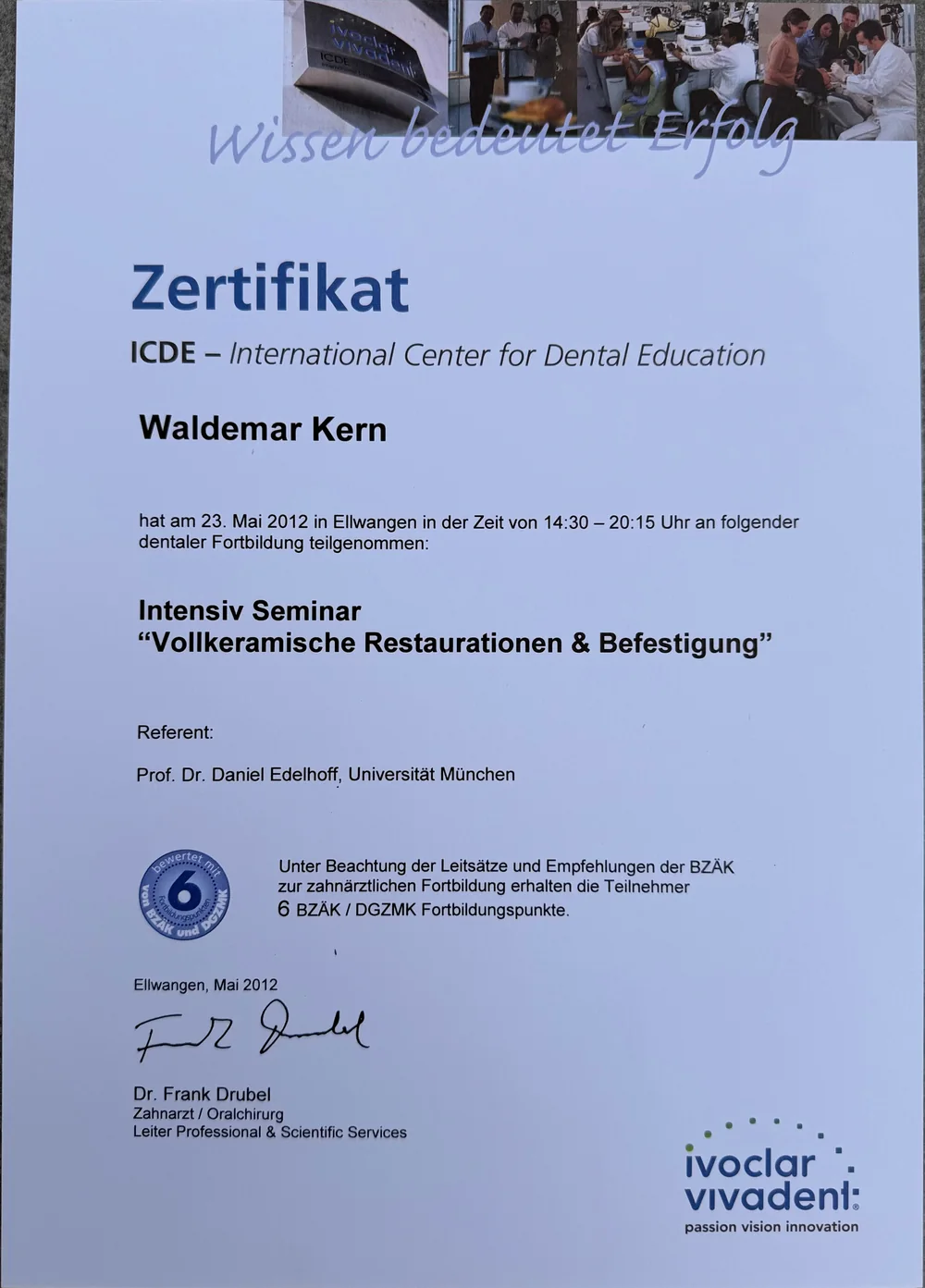 Fortbildungszertifikat 13 von ADU-Dental