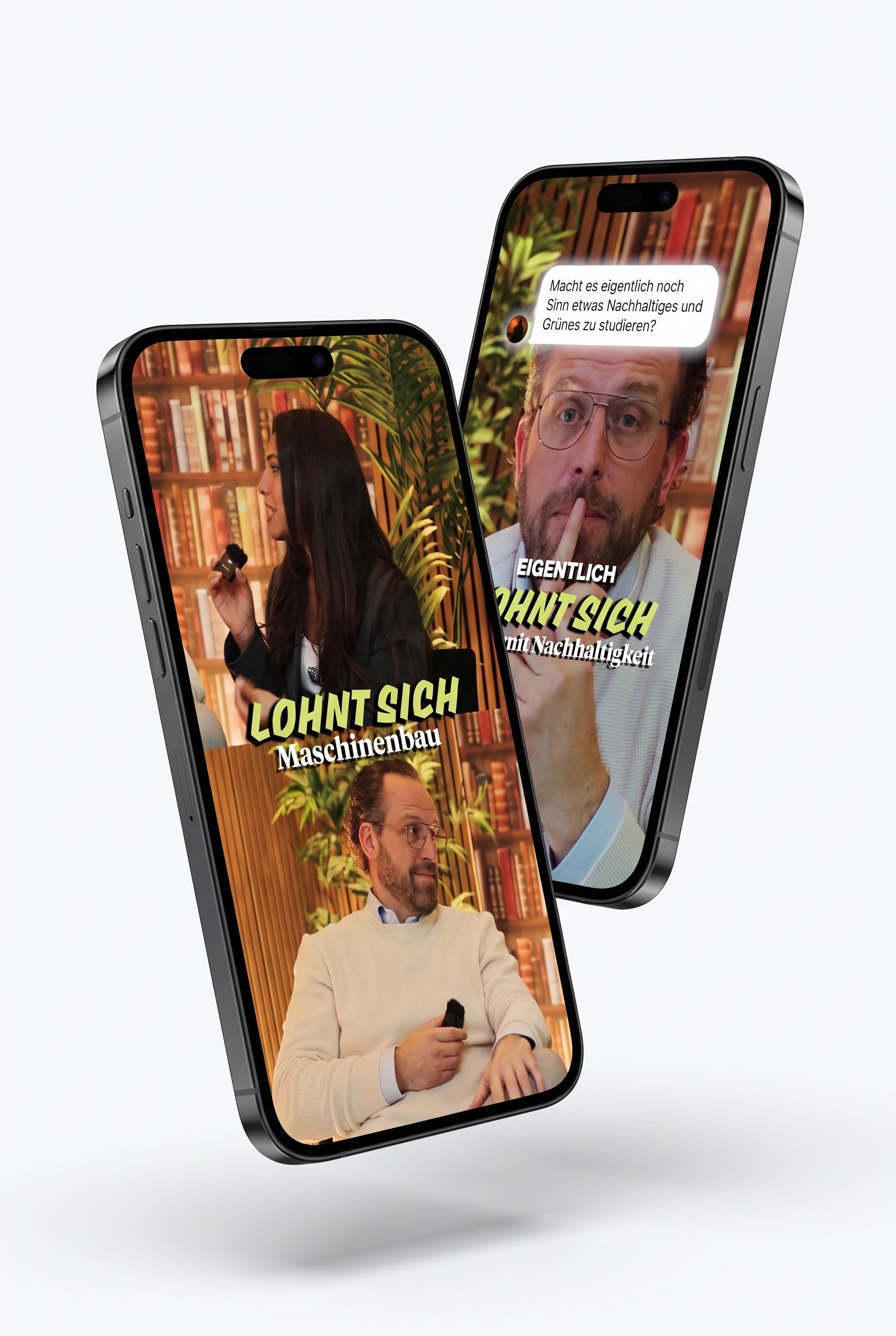 Zwei Videos der Kampagne für die Leibniz Universität Hannover auf Smartphones