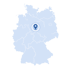 Landkarte Deutschlands mit Standortnadel über der Region Mitteldeutschland.