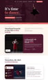 Website-Layout der Tanzschule BALÉ mit dem Slogan „It’s time to dance“ und Fotos von Tänzerinnen in dunklen Rottönen.