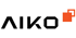 Schwarzes AIKO-Logo mit einem orangefarbenen, gefüllten Quadrat und einem umrandeten Quadrat daneben.