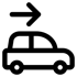 Auto mit einem nach rechts zeigenden Pfeil darüber.