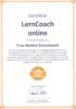 Zertifikat für LernCoach online, ausgestellt an Frau Nadine Kroschwald, datiert Berlin, 09.09.2023.