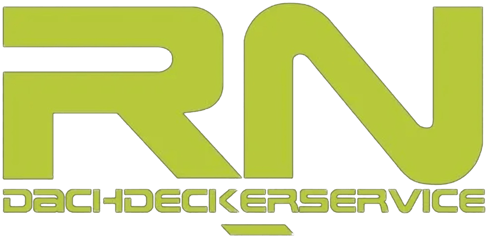 Grünes "RN" Logo über dem Text "DACHDECKERSERVICE" auf schwarzem Hintergrund.