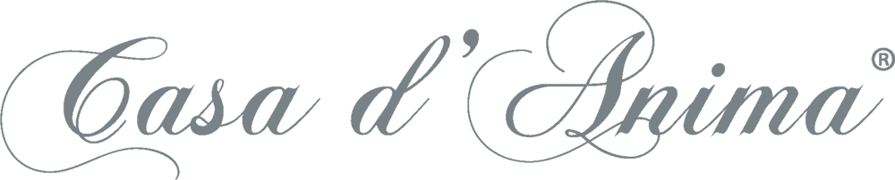 Schriftzug "Casa d'Anima" in grauer, geschwungener Schrift auf dunklem Hintergrund.