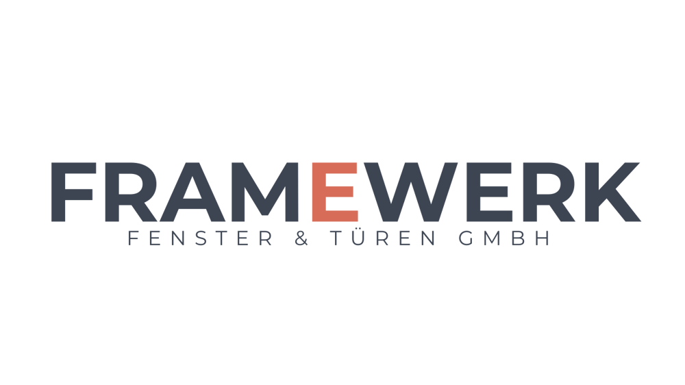 FRAMEWERK Fenster & Türen GmbH Logo auf dunkelgrünem Hintergrund.