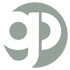 Weißes "gp"-Logo in einem grauen Kreis.