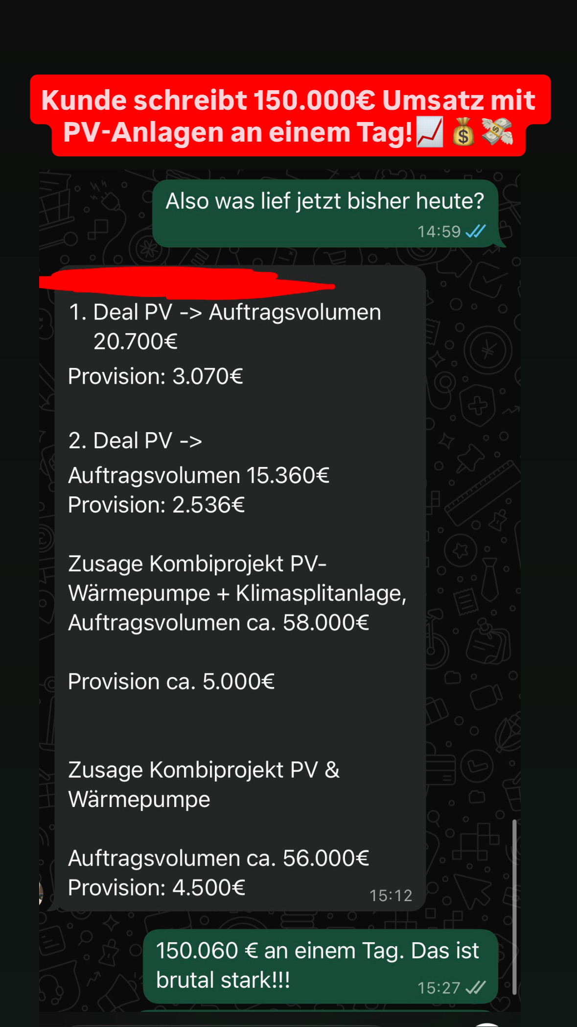 Kundenergebnis Screenshot