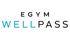 EGYM Wellpass Firmenfitness Logo in schwarzer und türkiser Schrift auf weißem Hintergrund.