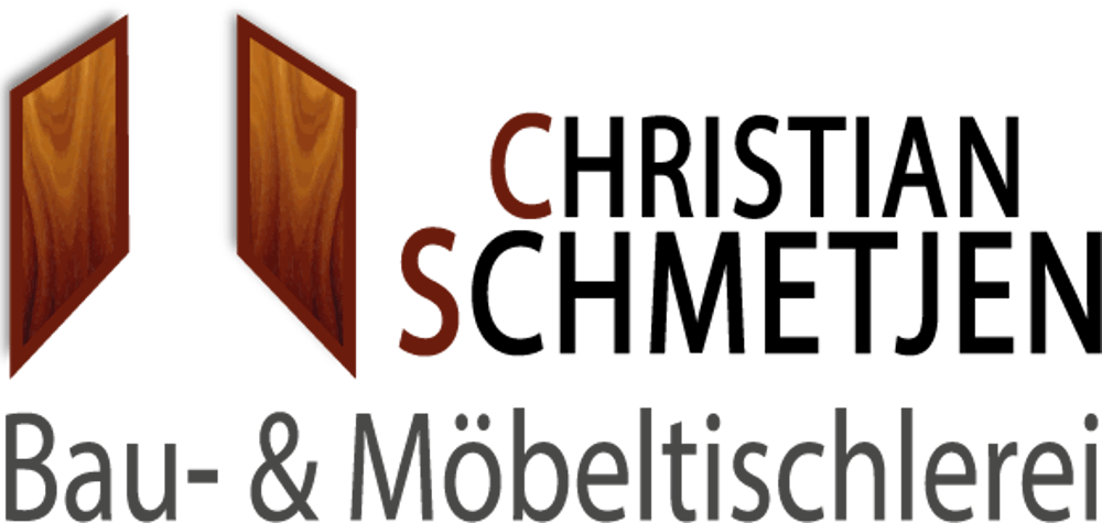 Logo: CHRISTIAN SCHMETJEN Bau- & Möbeltischlerei mit zwei stilisierten Holzplatten.