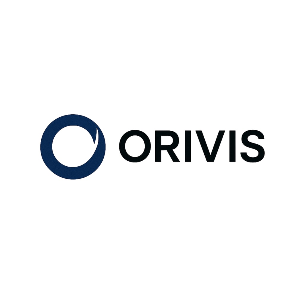 Das Orivis Logo zeigt einen dunkelblauen, unvollständigen Kreis und den Schriftzug "ORIVIS" in Schwarz.