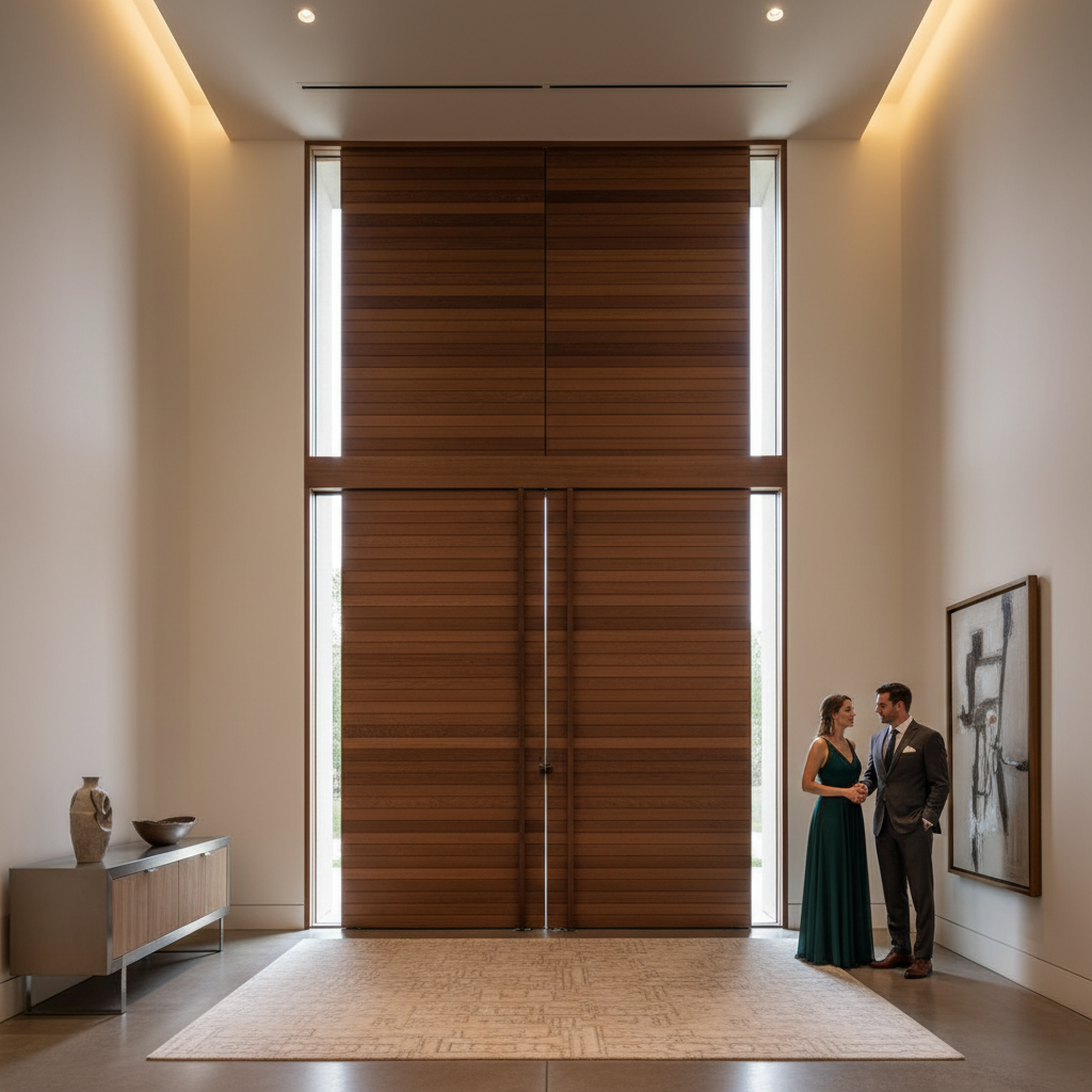 Umbral V Eje, puerta pivotante premium de gran formato