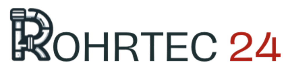 Logo: "ROHRTEC 24" in Schwarz und Rot auf dunkelgrünem Hintergrund.